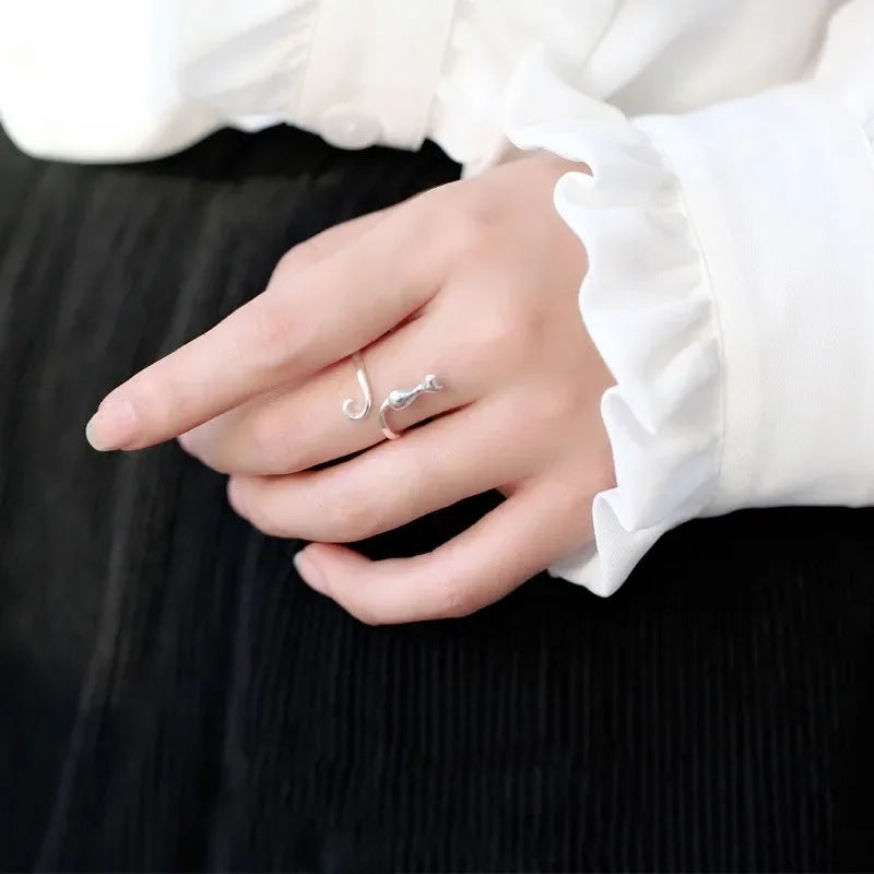 Sterling Silver Cat Ring – Luxury Designer Engagement Jewelry for Women
