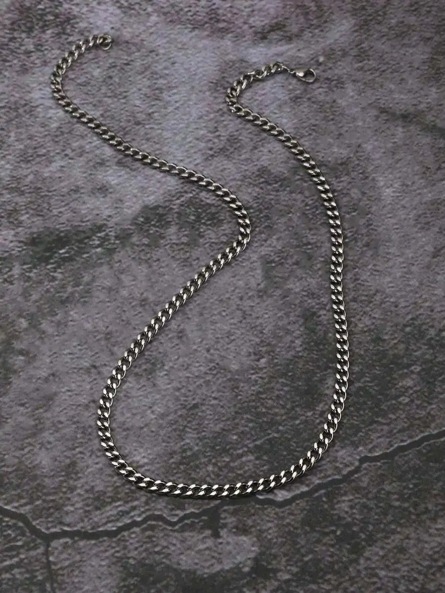Men’s Hip Hop Link Chain Necklace – Minimalist Stainless Steel Punk Style