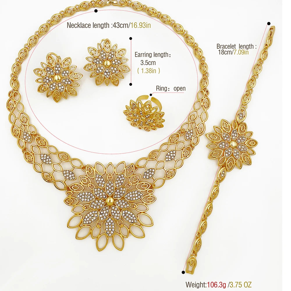 Dubai Luxury Jewelry Set – 18K Gold, 4 Pieces