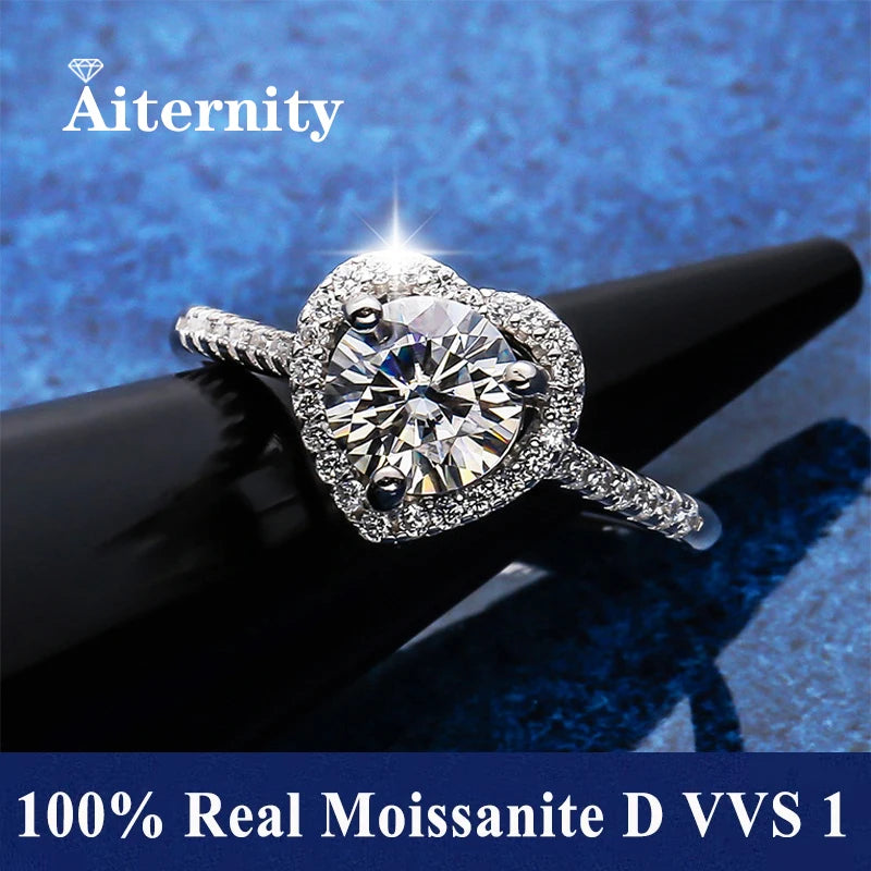 18K Gold Plated Moissanite Ring – D VVS1 Adjustable S925 Silver