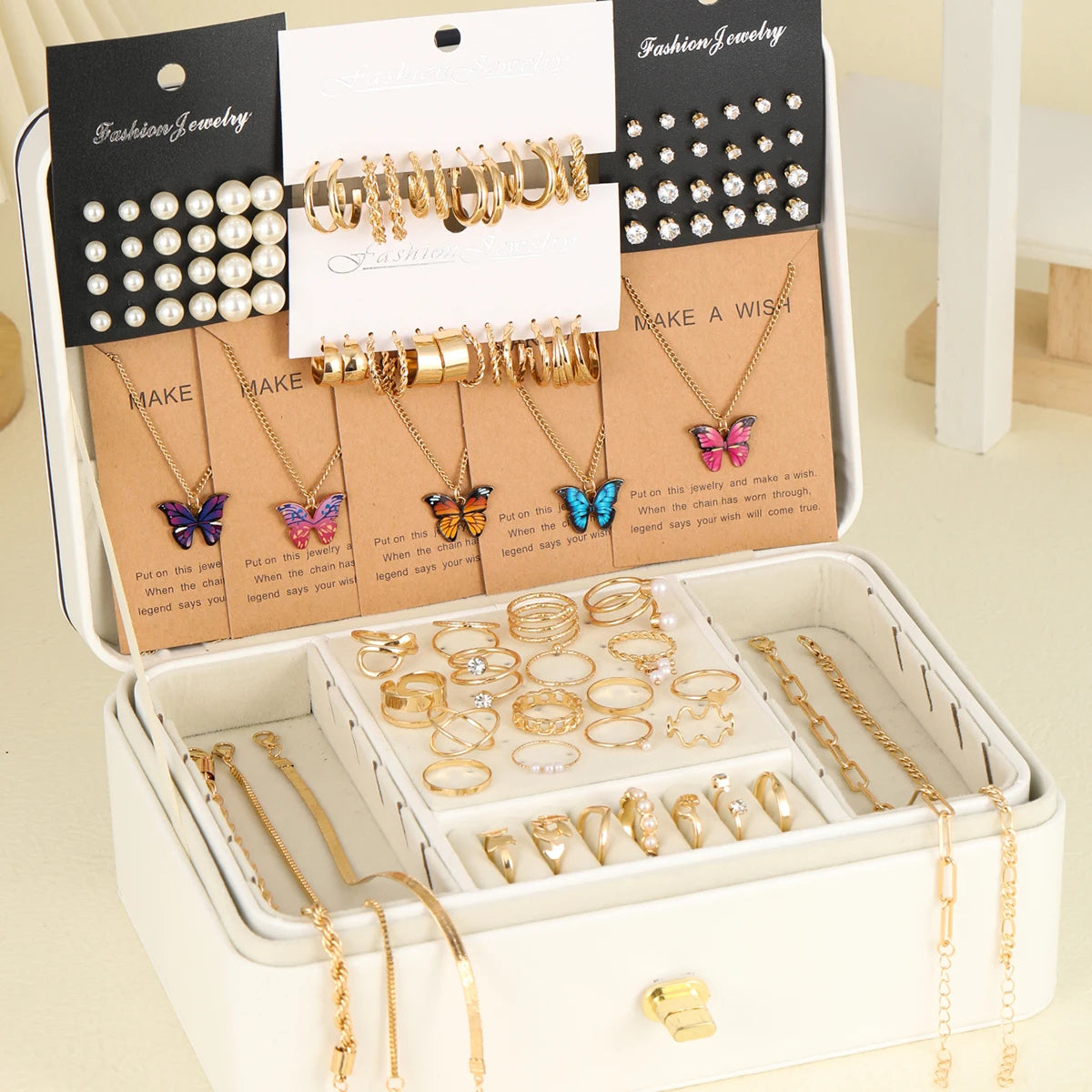 Pearl & Zircon Jewelry Collection – 104-Piece Set