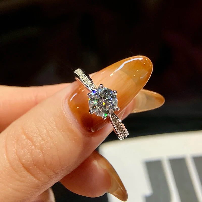 GRA Luxury Moissanite Diamond Ring – 0.5 to 1CT 925 Sterling Silver