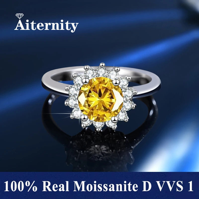 18K Gold Plated Moissanite Ring – D VVS1 Adjustable S925 Silver