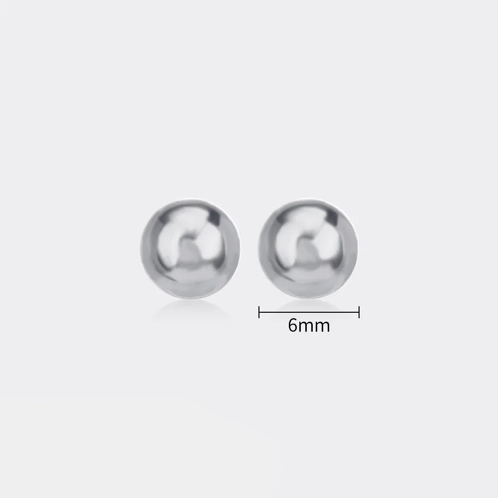 Minimalist Ball Stud Earrings – 316L Stainless Steel Gold Color for Women