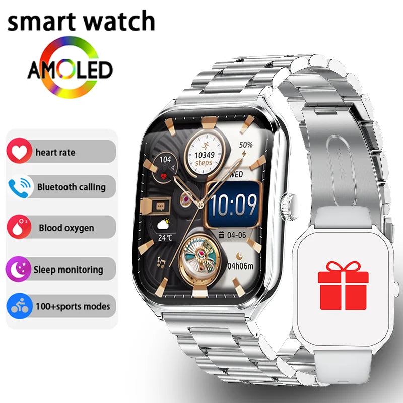 Ultra Thin Smart Watch – 1.96" AMOLED, BT Calling & Health Tracking