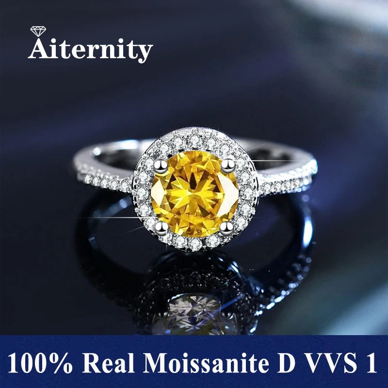 18K Gold Plated Moissanite Ring – D VVS1 Adjustable S925 Silver