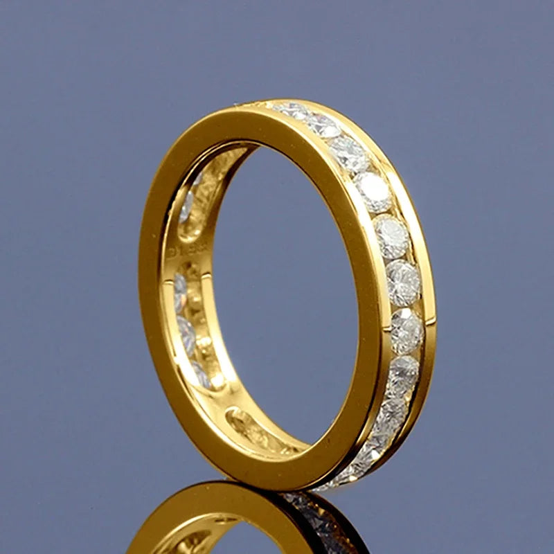 Moissanite Eternity Wedding Band | GRA Certified | 925 Sterling Silver | Gold & Silver