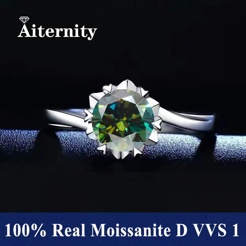 18K Gold Plated Moissanite Ring – D VVS1 Adjustable S925 Silver