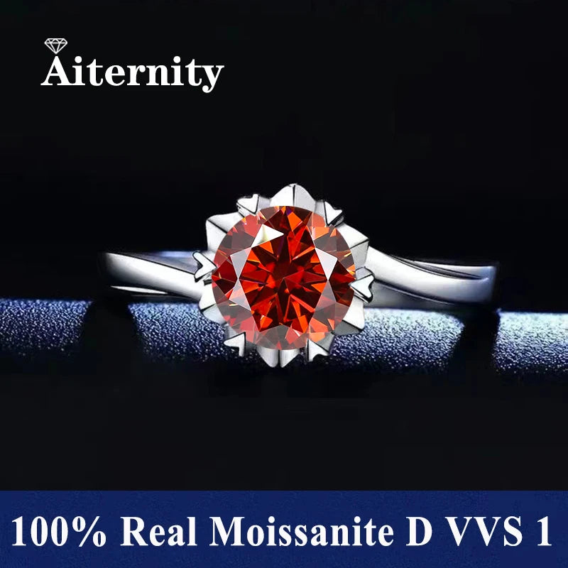 18K Gold Plated Moissanite Ring – D VVS1 Adjustable S925 Silver