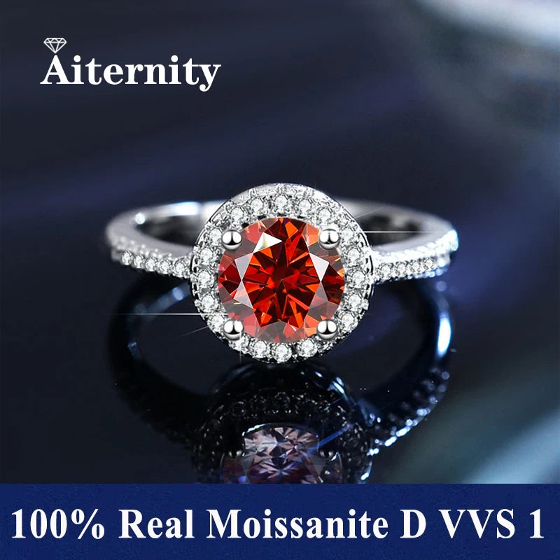18K Gold Plated Moissanite Ring – D VVS1 Adjustable S925 Silver