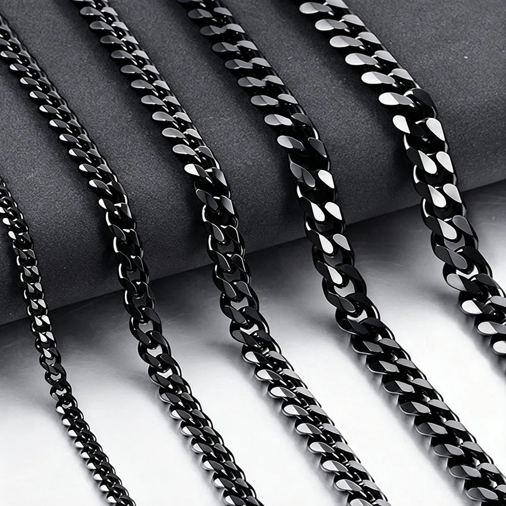 Men’s Cuban Chain Necklace – 3mm Stainless Steel Fashion Jewelry