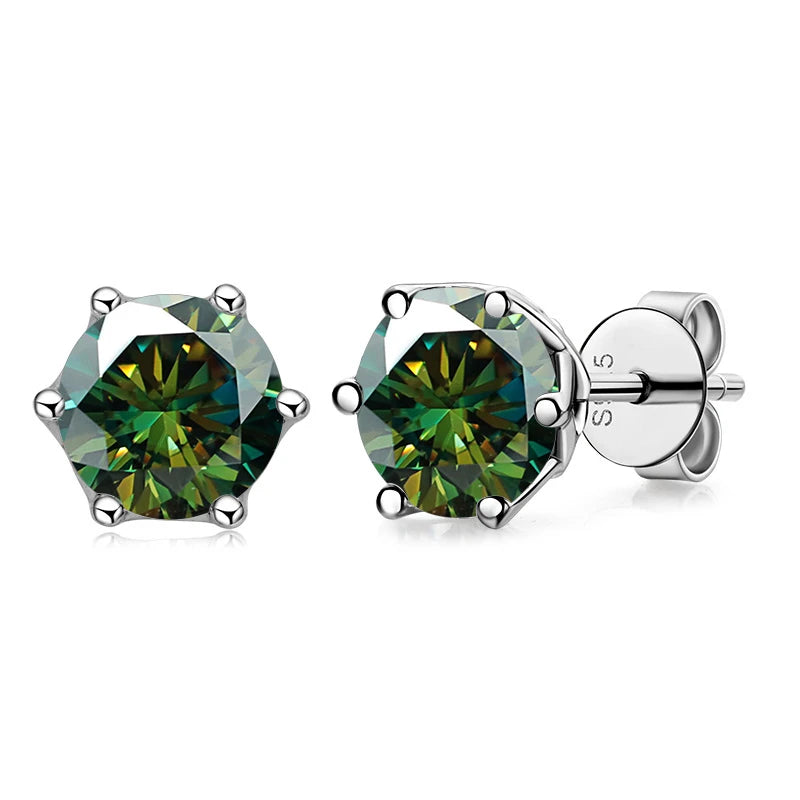 Moissanite Russian Cut Stud Earrings – 1/2/4CT VVS D Color S925 Silver Fine Jewelry