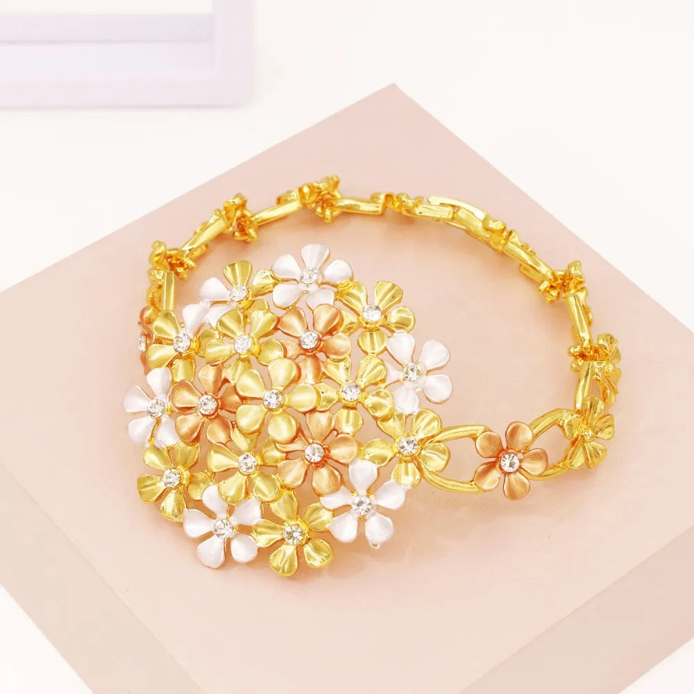 African Flower Jewelry Set – 18K Gold Plated, 4 Pieces