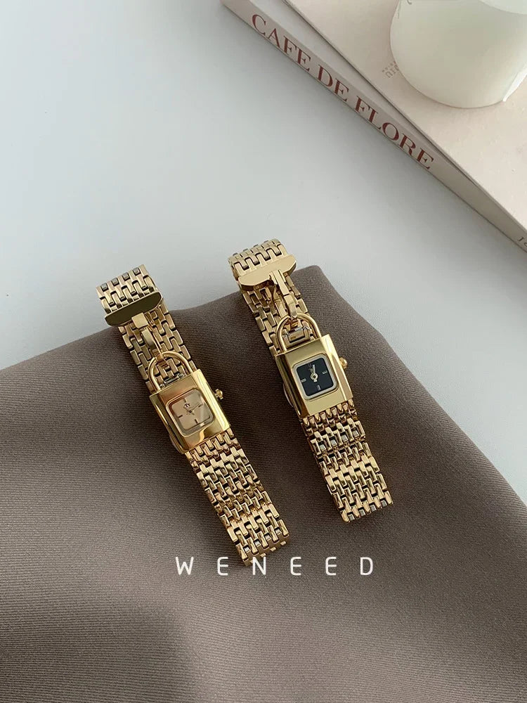 Ladies Vintage Lock Design Watch – High-End Steel Strap Women’s Timepiece