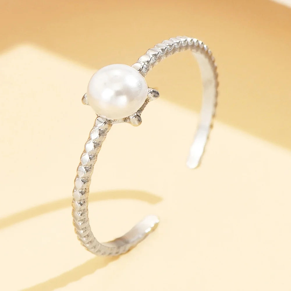 Pearl Adjustable Ring – 18K Gold Stainless Steel