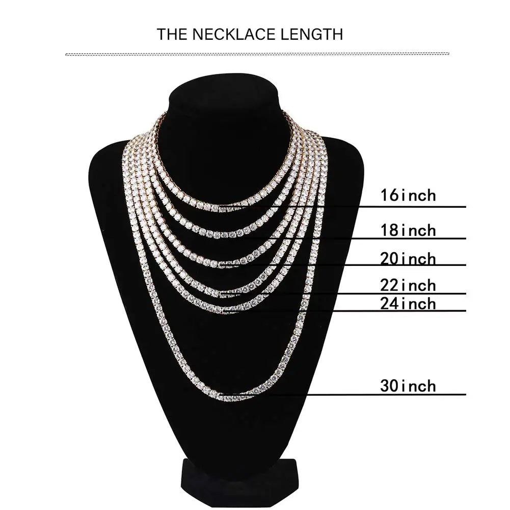 Iced Out Tennis Chain & Bracelet – 18K Gold & Silver Plated CZ Hip Hop Jewelry
