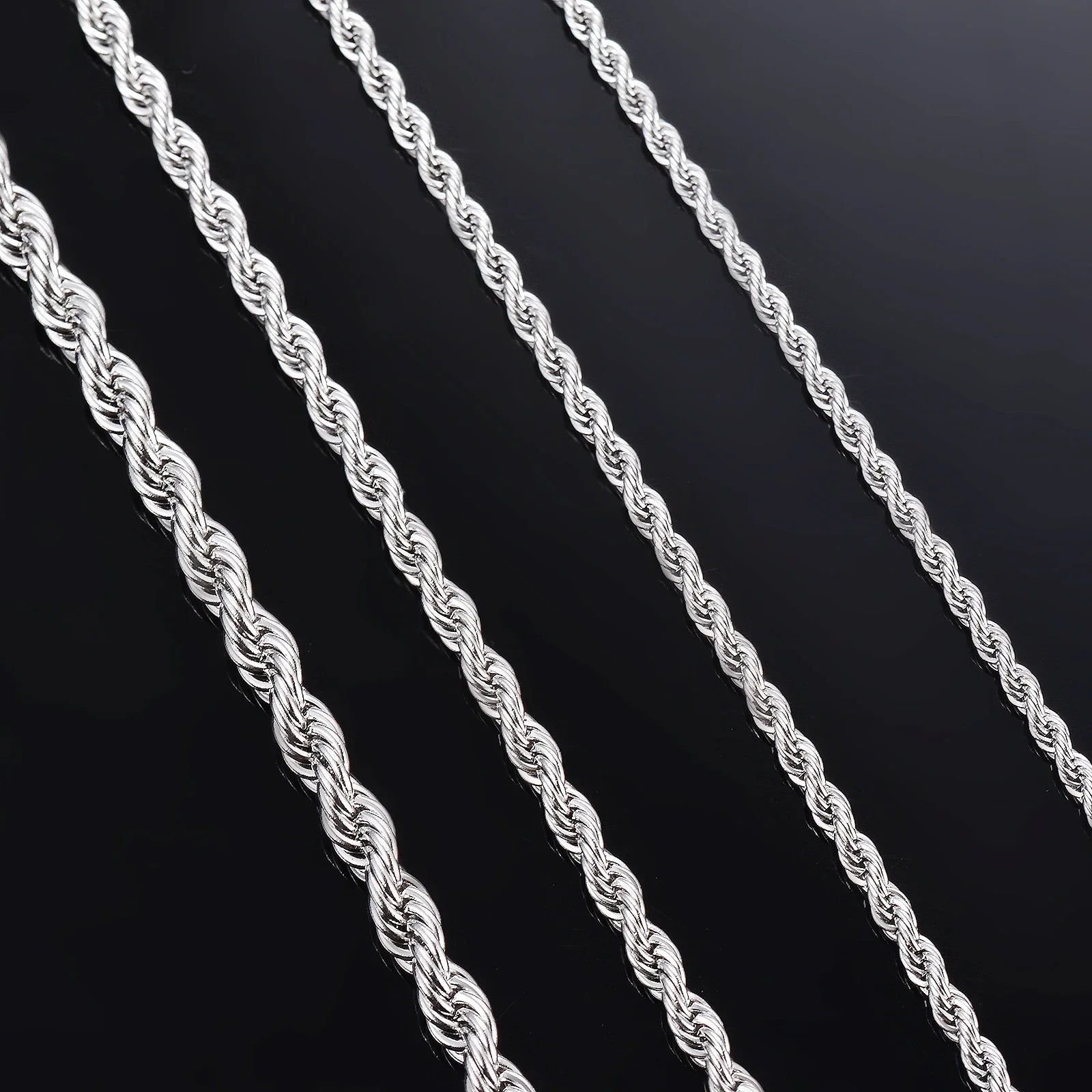 925 Sterling Silver Rope Chain Necklace & Bracelet – 2/3/4mm Unisex