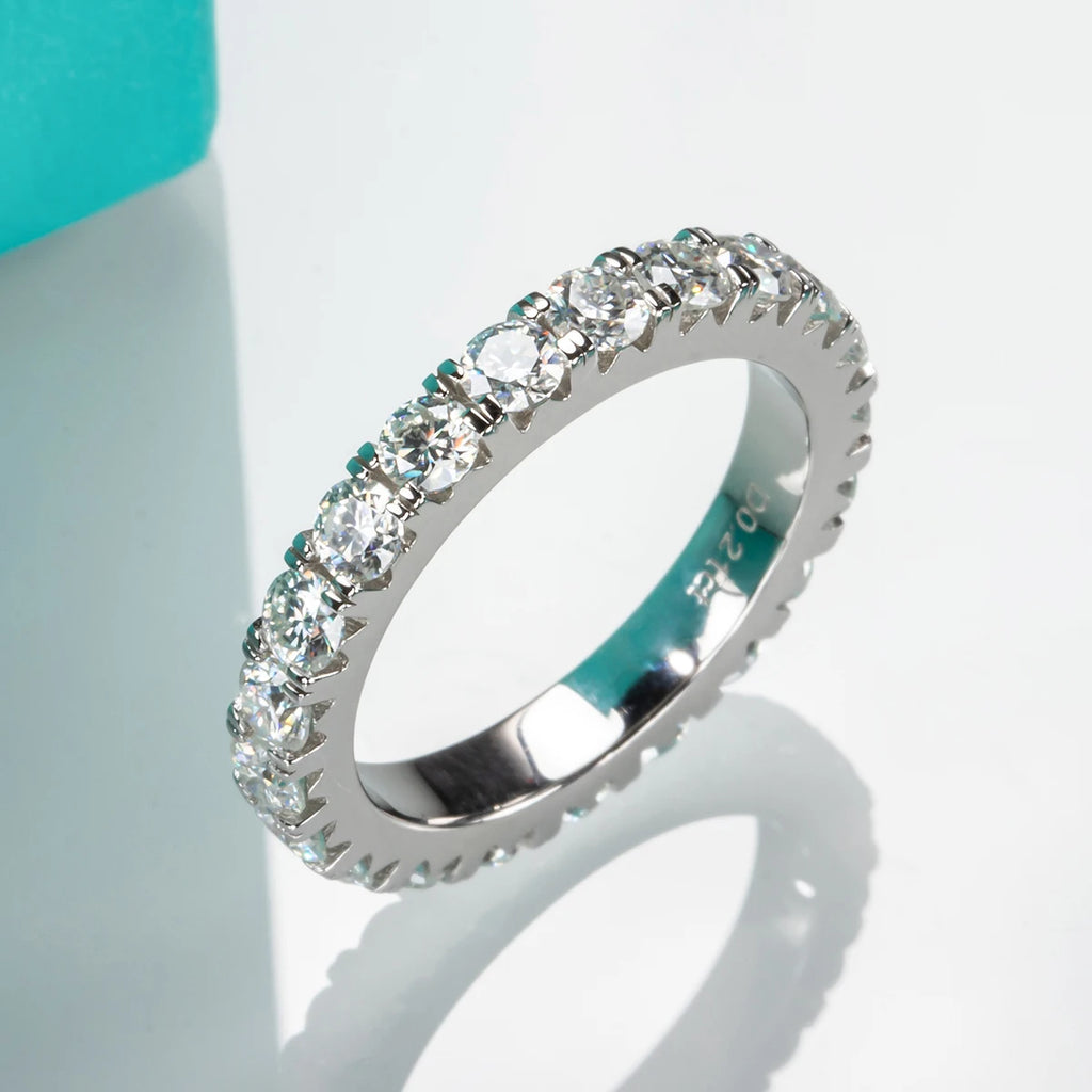 Moissanite Eternity Wedding Band Ring – 925 Sterling Silver | D Color VVS1 | 3mm
