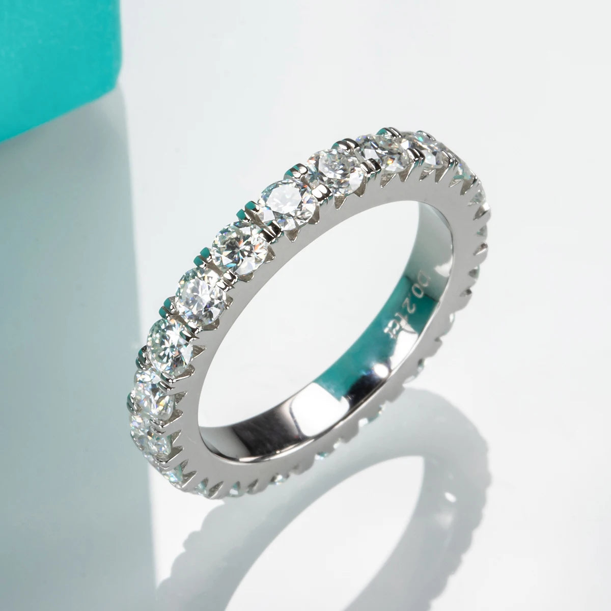 Moissanite Eternity Wedding Band Ring – 925 Sterling Silver | D Color VVS1 | 3mm