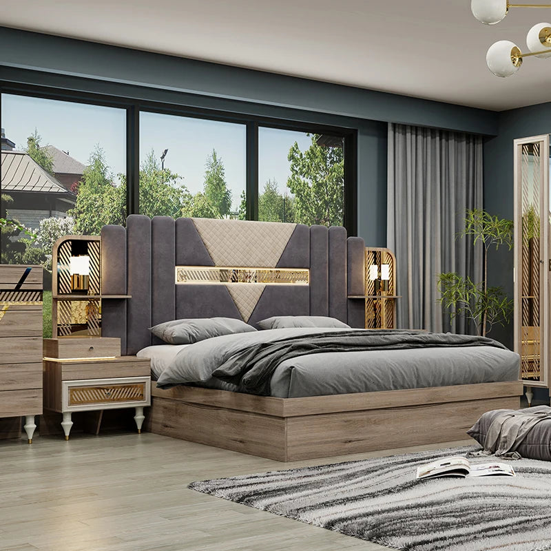 Luxury Bedroom Furniture Set – Bed, Wardrobe, Nightstands & Dressing Table