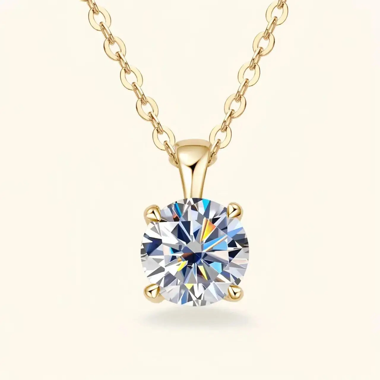 Moissanite Solitaire Drop Necklace – 1CT D Color 18K Gold Plated 925 Silver Chain