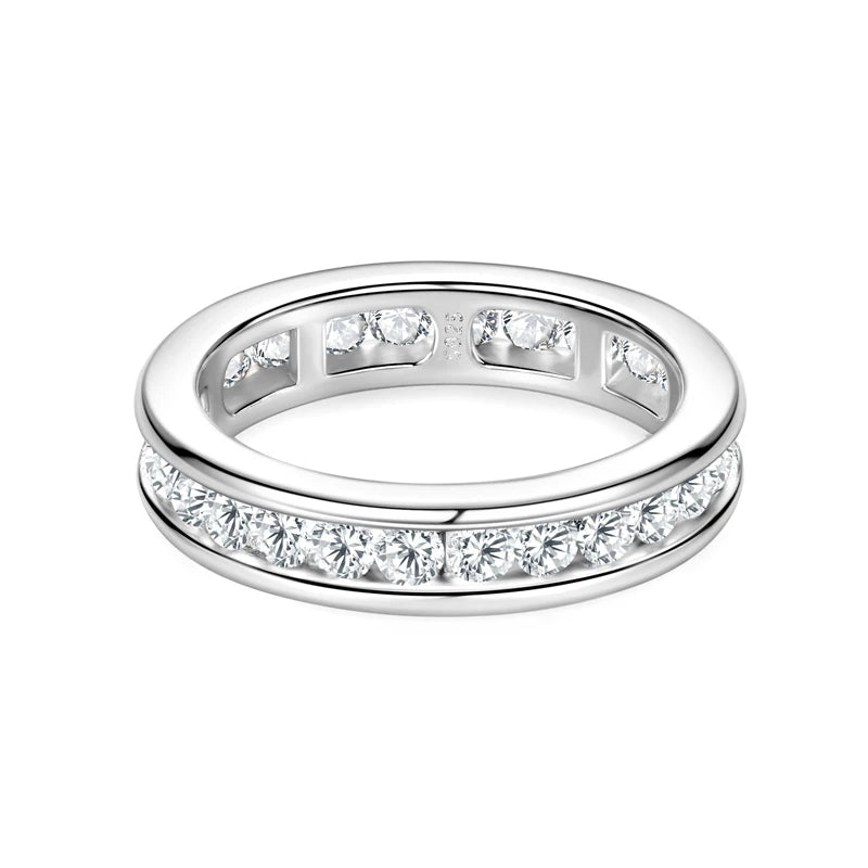 Moissanite Eternity Wedding Band | GRA Certified | 925 Sterling Silver | Gold & Silver