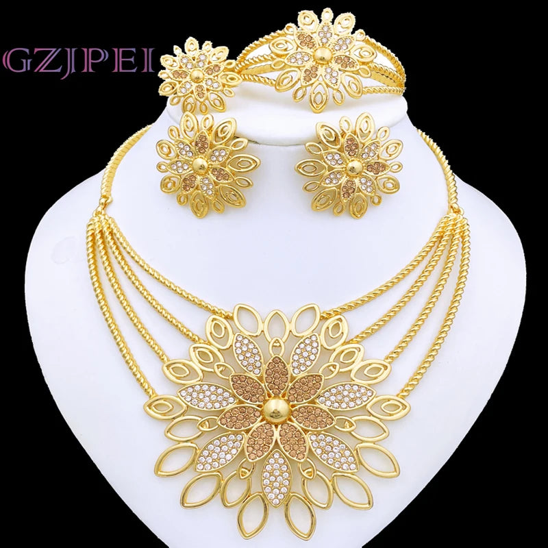 Dubai Luxury Jewelry Set – 18K Gold, 4 Pieces