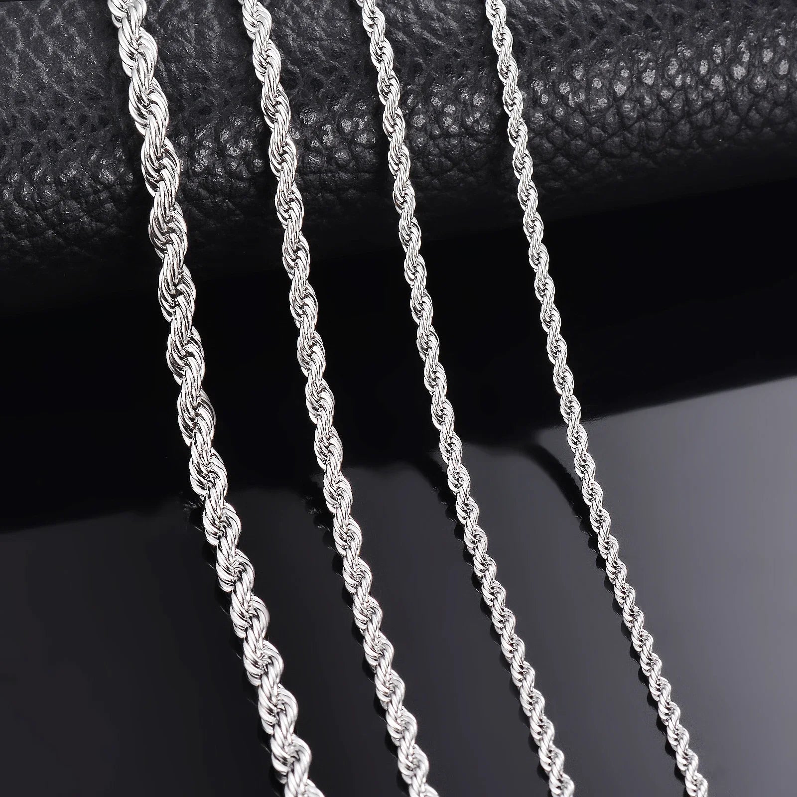 925 Sterling Silver Rope Chain Necklace & Bracelet – 2/3/4mm Unisex
