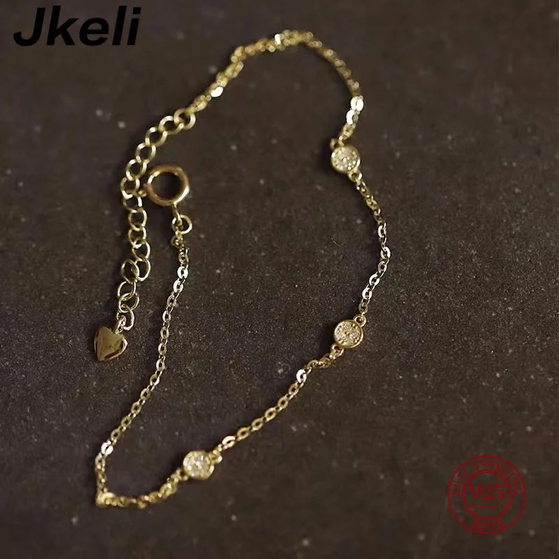 Zircon Charm Bracelet – 925 Sterling Silver 14K Gold Plated Women’s Jewelry