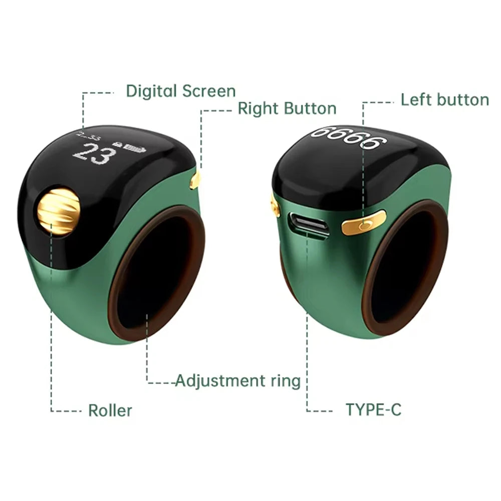 Smart Tally Counter Ring — OLED Display