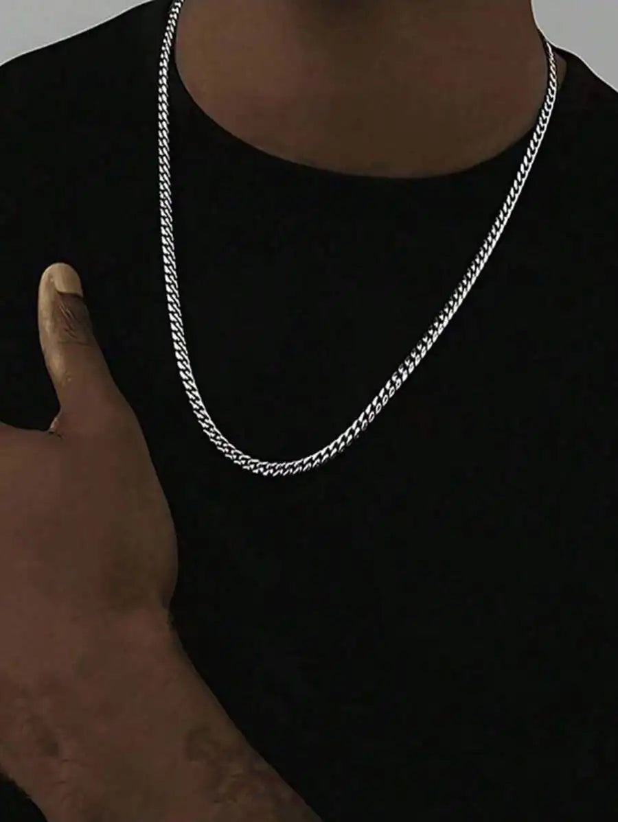 Men’s Hip Hop Link Chain Necklace – Minimalist Stainless Steel Punk Style