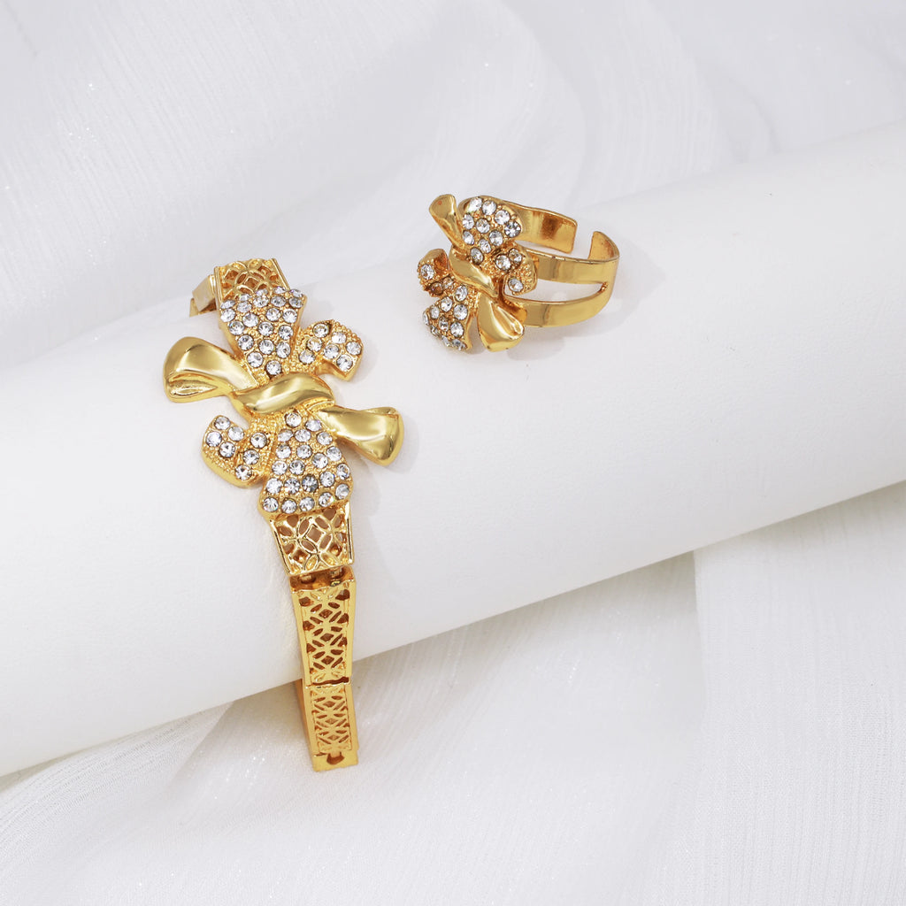 18K Gold Bowknot Jewelry Set – 4 Pieces for Women