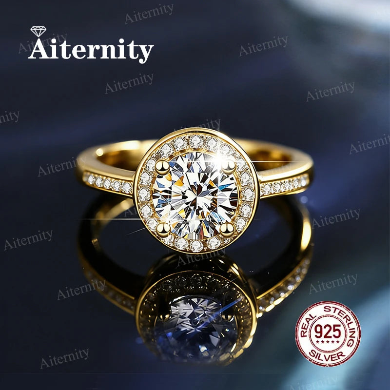 Moissanite & Zircon Ring – D VVS1 Adjustable S925 Silver Women’s Wedding Ring