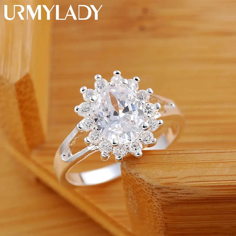 Crystal Flower Moissanite Ring – 925 Sterling Silver Women’s Luxury Jewelry