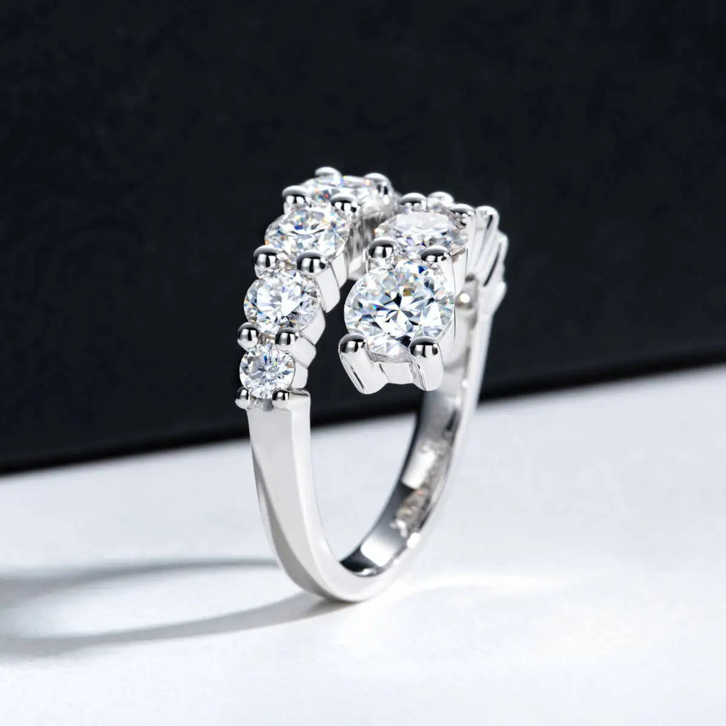 3.8CT Full Moissanite Wedding Band | 10 Gems | 925 Sterling Silver | GRA Certified