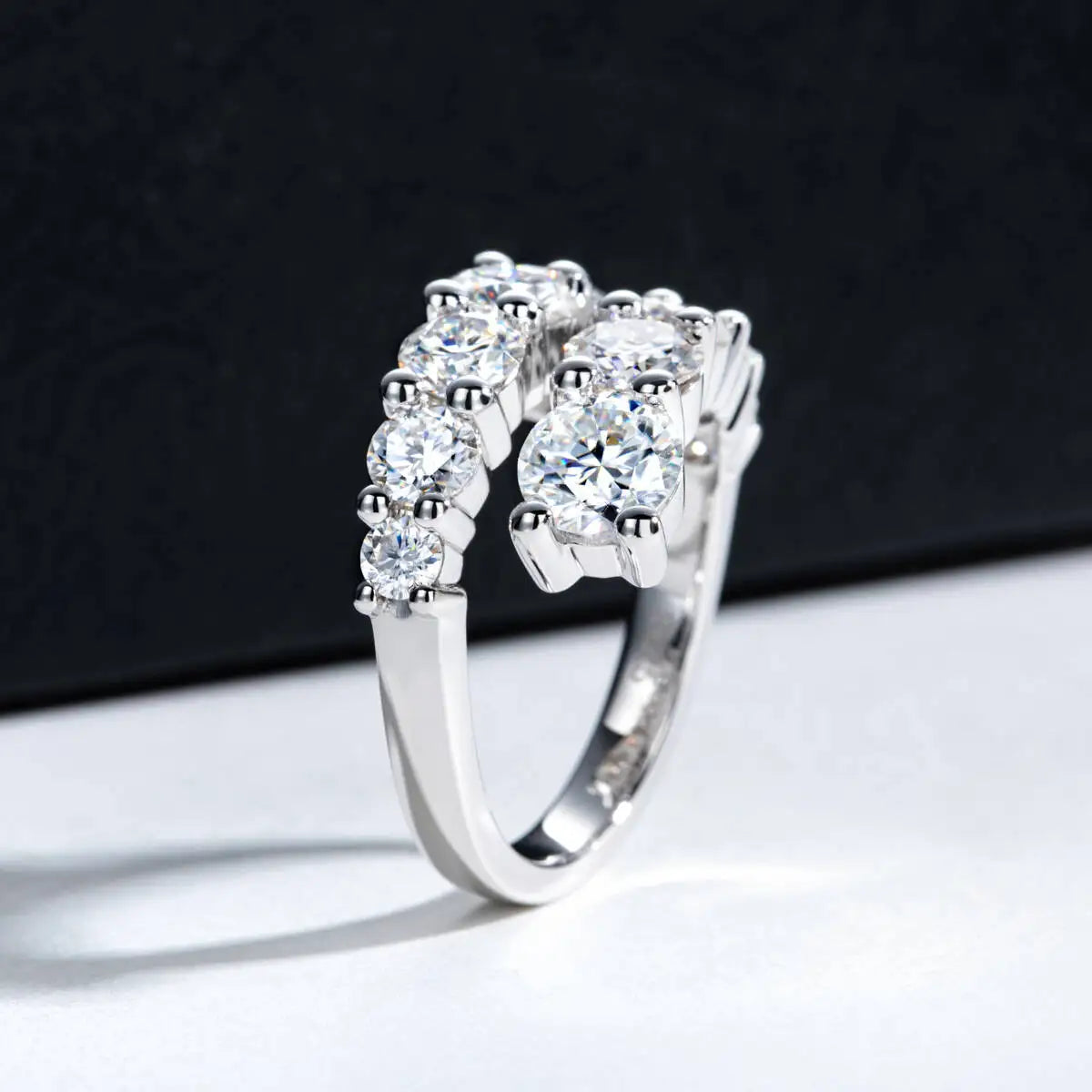 3.8CT Full Moissanite Wedding Band | 10 Gems | 925 Sterling Silver | GRA Certified