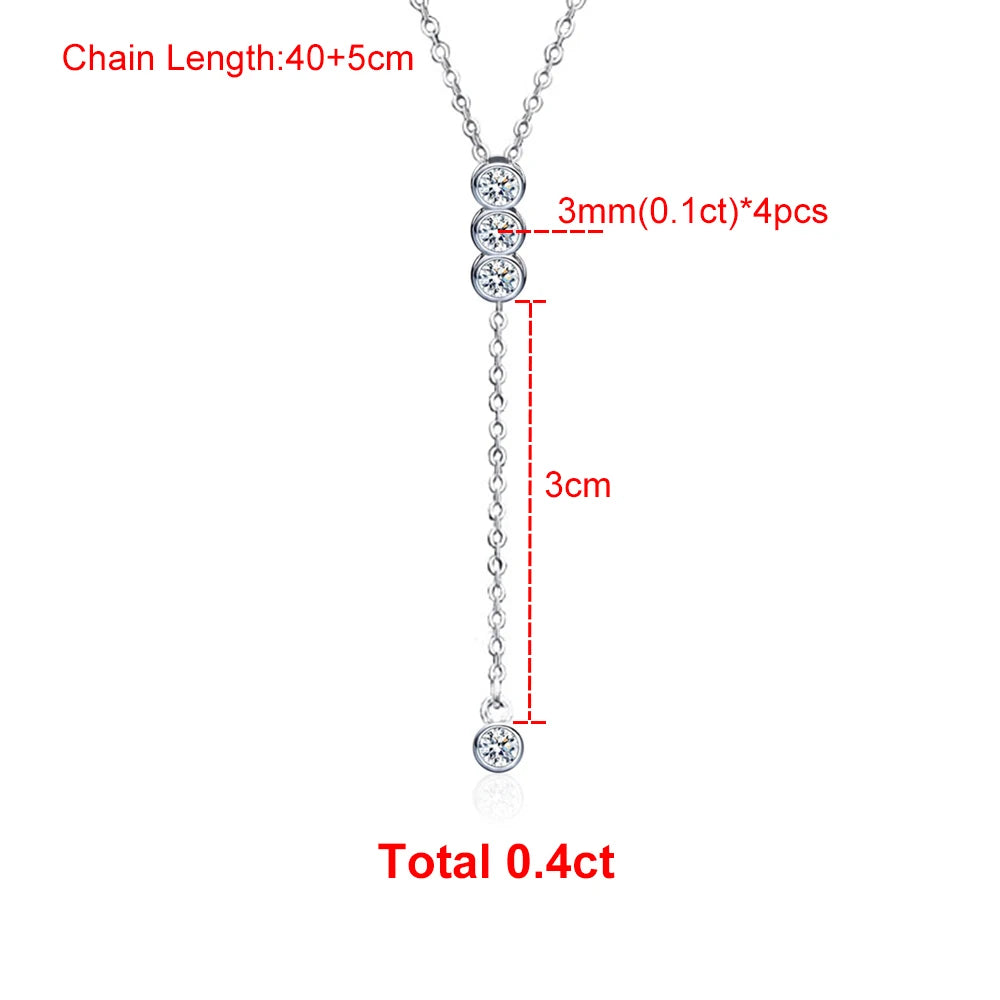 Houtros Full Moissanite Bubble Clavicle Necklace — 925 Sterling Silver 3/5mm