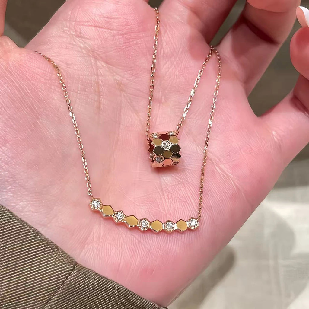 925 Sterling Silver Honeycomb Bracelet & Necklace | Zircon Diamond | Multi-Color