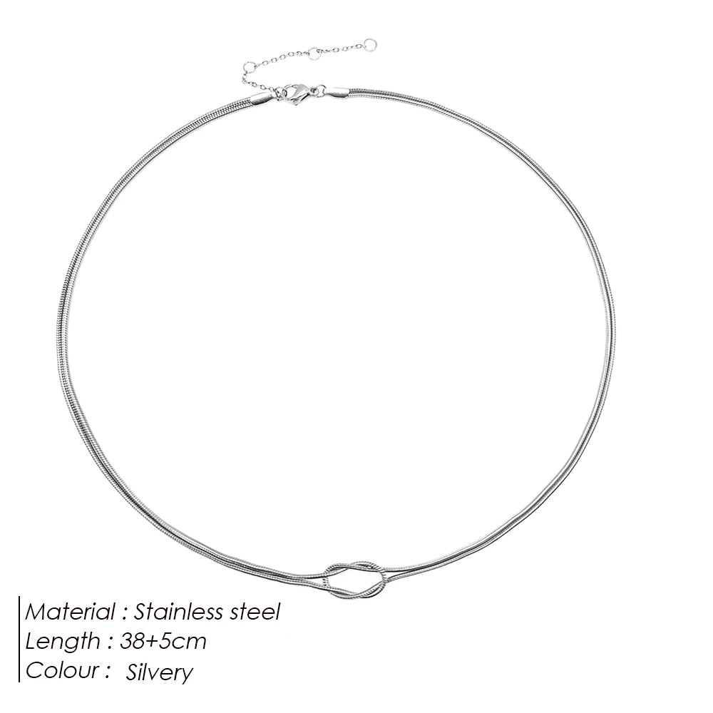 Knotted Snake Chain Necklace – 14K Gold Plated Stainless Steel Women’s Jewelry