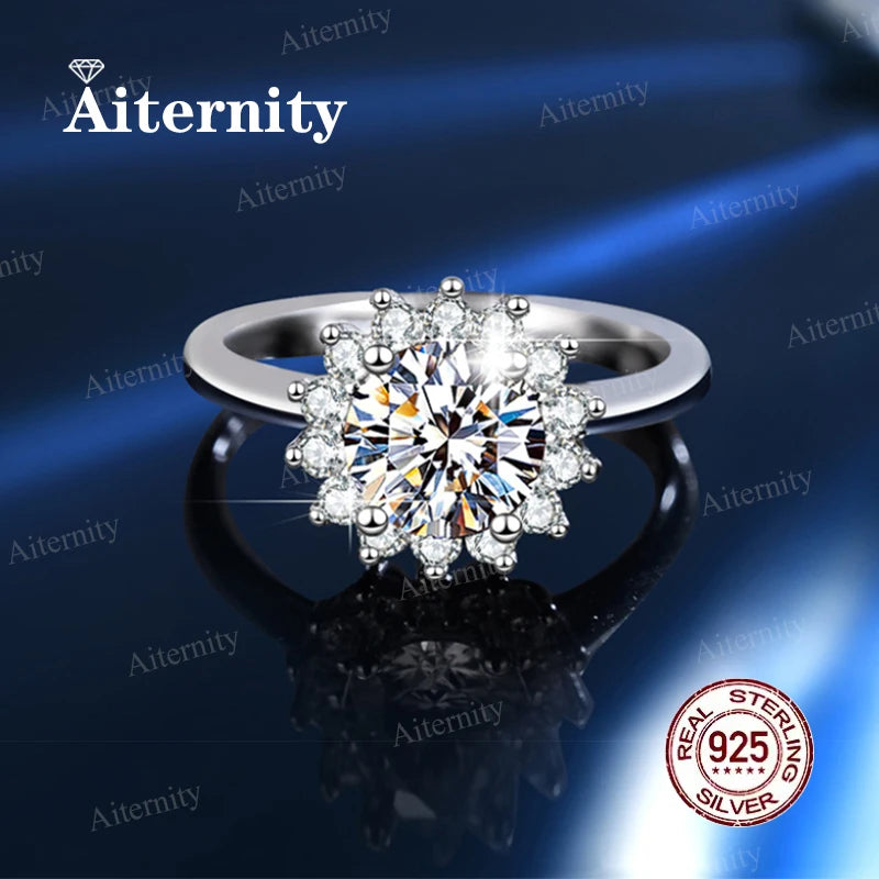 Moissanite & Zircon Ring – D VVS1 Adjustable S925 Silver Women’s Wedding Ring