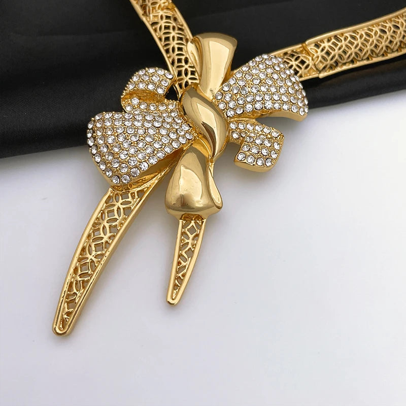 18K Gold Bowknot Jewelry Set – 4 Pieces for Women