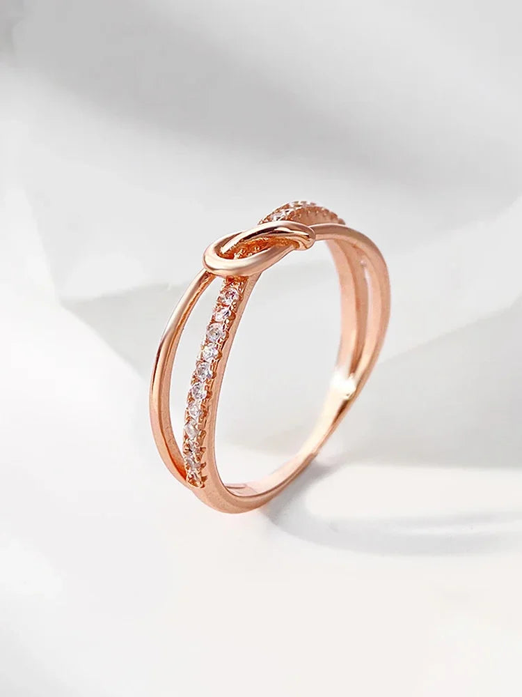 Gold Knot Double Ring – 925 Sterling Silver Women’s Wedding Band