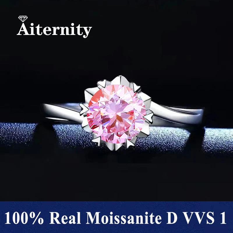 18K Gold Plated Moissanite Ring – D VVS1 Adjustable S925 Silver