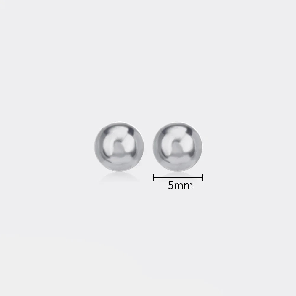 Minimalist Ball Stud Earrings – 316L Stainless Steel Gold Color for Women