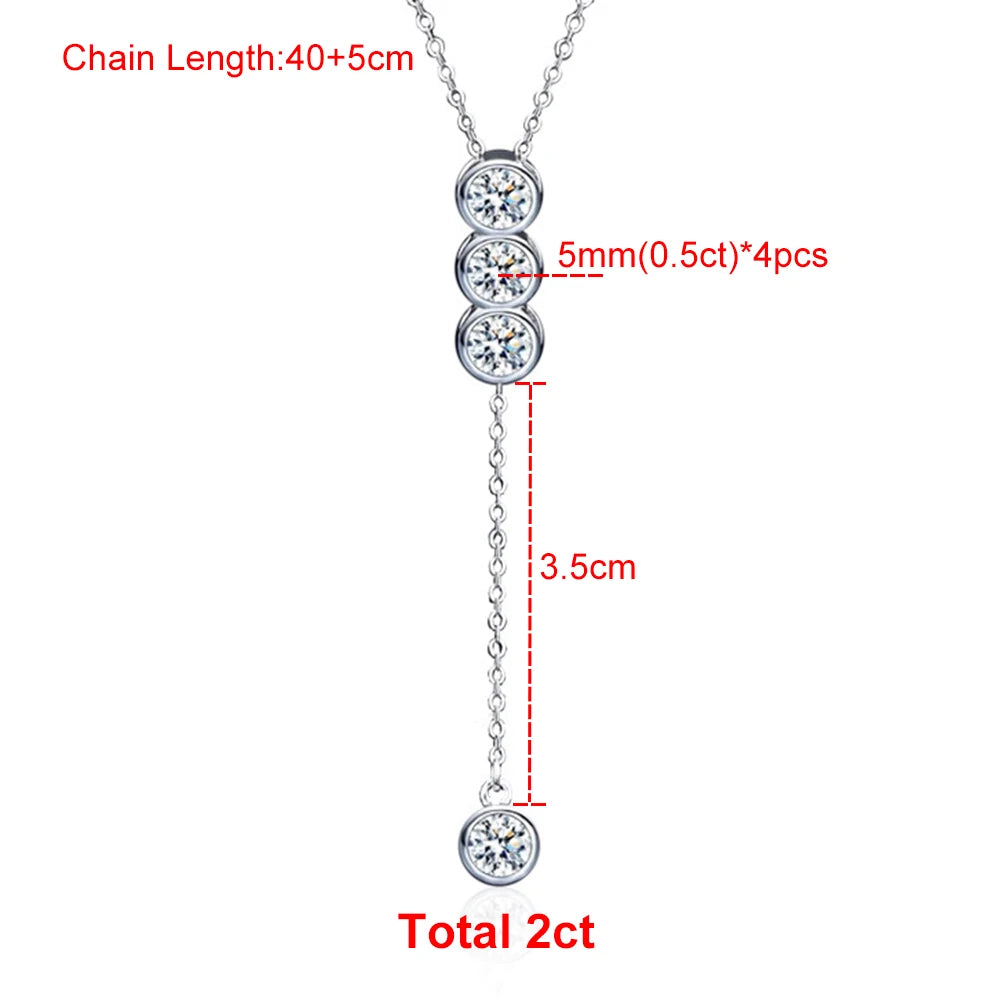 Houtros Full Moissanite Bubble Clavicle Necklace — 925 Sterling Silver 3/5mm