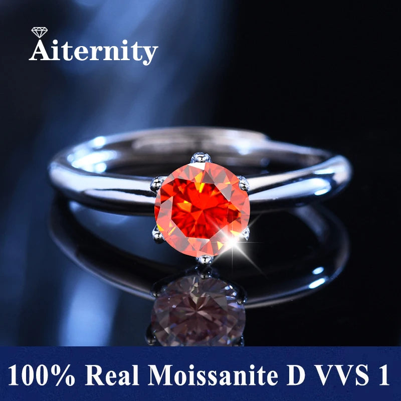 18K Gold Plated Moissanite Ring – D VVS1 Adjustable S925 Silver