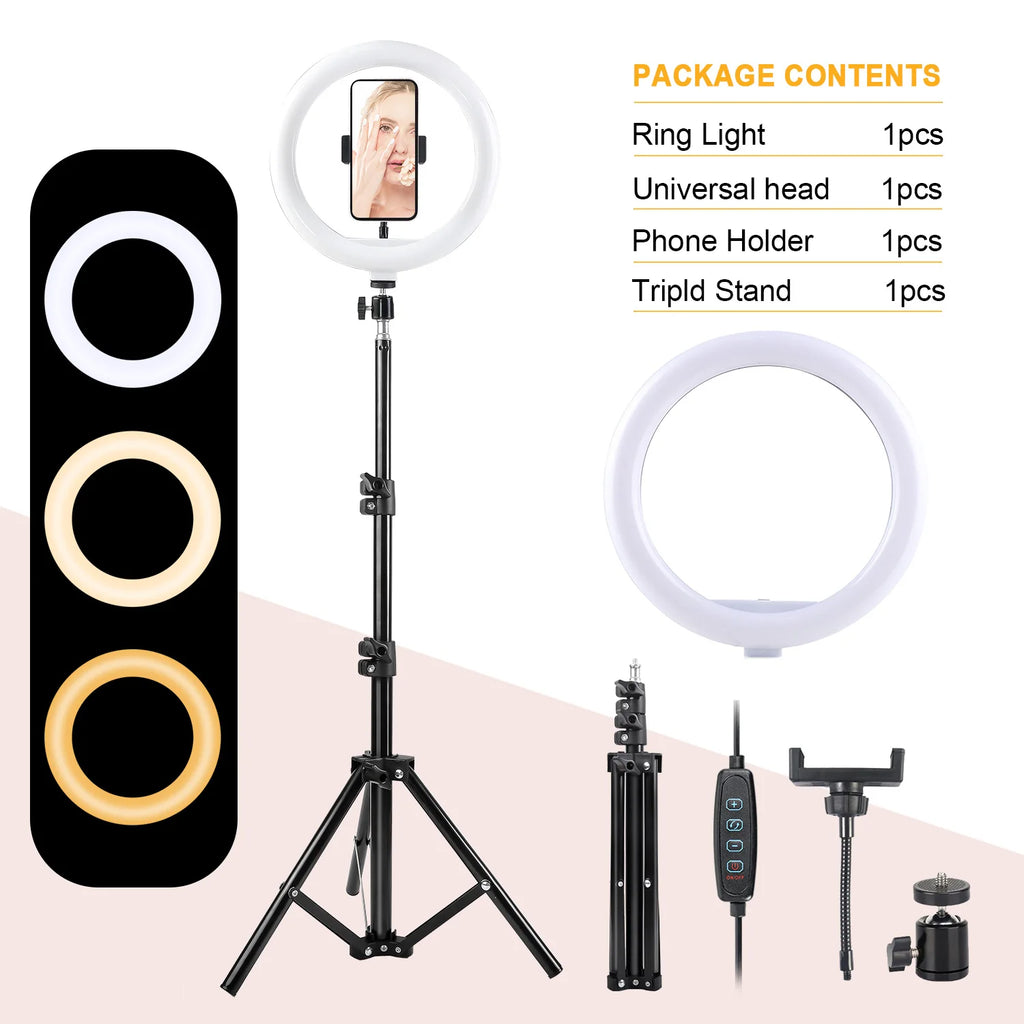 12 Inch LED Ring Light with Tripod Stand & Phone Holder