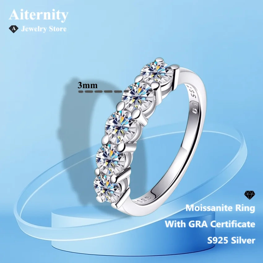 D VVS1 Moissanite Eternity Band – GRA Certified 925 Sterling Silver Unisex Ring