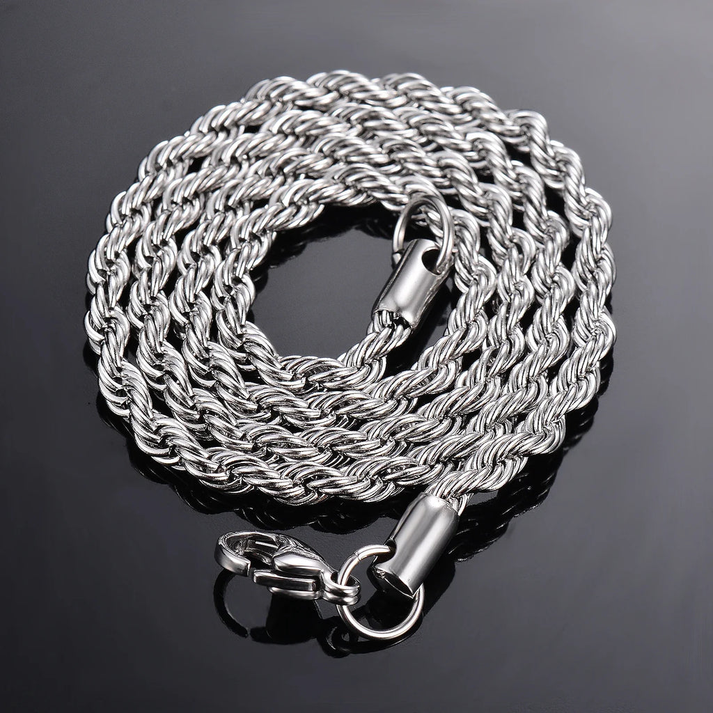925 Sterling Silver Rope Chain Necklace & Bracelet – 2/3/4mm Unisex
