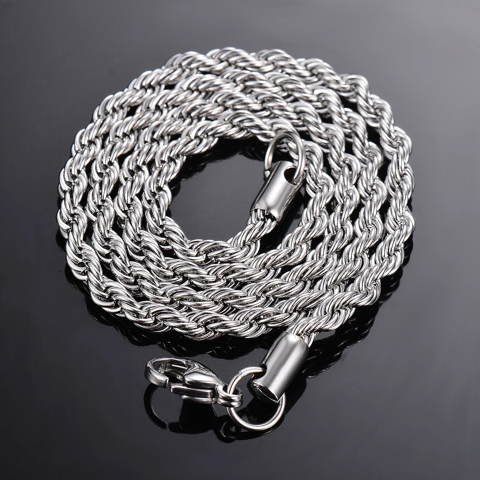 925 Sterling Silver Rope Chain Necklace & Bracelet – 2/3/4mm Unisex